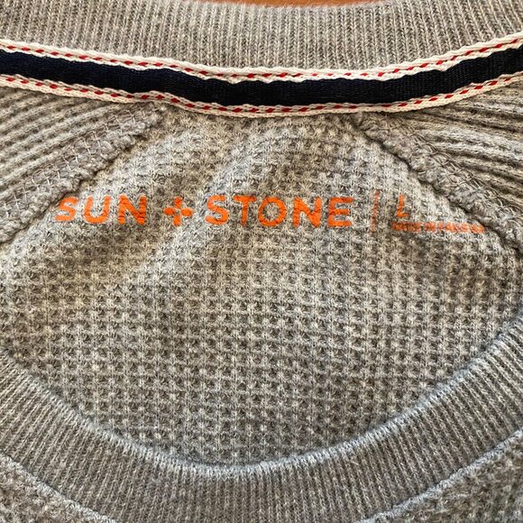 MENS SUN & STONE HEATHER GRAY LONG SLEEVE WAFFLE KNIT THERMAL TOP SIZE L - NWOT - Picture 3 of 4